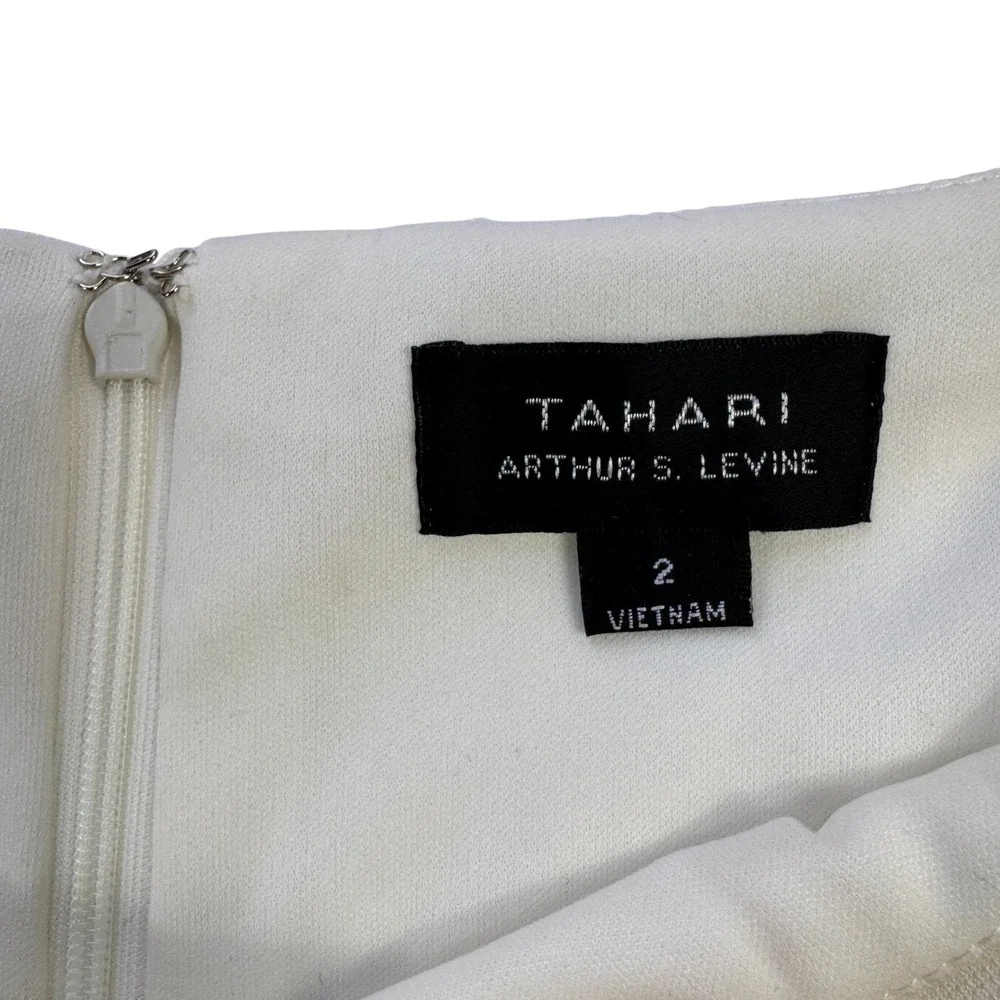 NWT‎ Tahari ASL Floral Lace Sheath Dress Womens 2 Cream Watercolor Pastel Spring